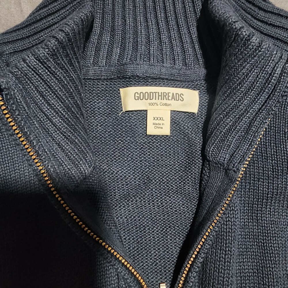 Goodthreads Men's Dark Blue Zip-Up Sweater